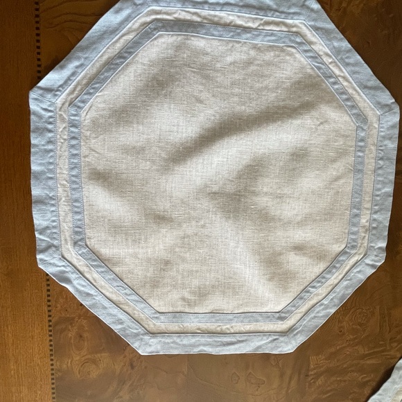 Matouk Placemats - White with Blue Trim - Octagon 16x16 - $63 each - Picture 6 of 9